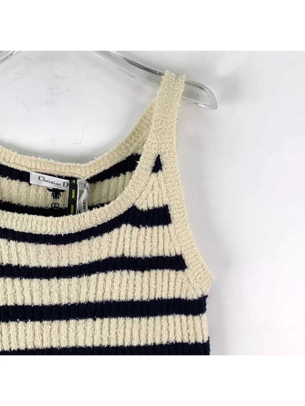 Dior Color-Block Stripe Bee Embroidered Cotton Knit Vest